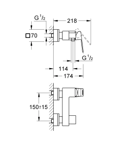 Смеситель для душа GROHE Eurocube, темный графит матовый (23145AL0)