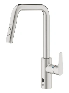 Смеситель для мойки GROHE Eurosmart инфокрасный, с выдвижной лейкой, суперсталь (101235DC00)