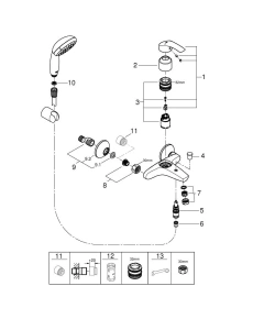 Смеситель для ванны GROHE Eurosmart, хром (3330220A)