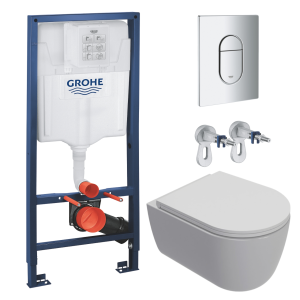 Комплект инсталляции GROHE Rapid SL NW0145/S с унитазом AQUAme AQM2013PRO и сиденьем с микролифтом, смыв Invisible (NW0280)