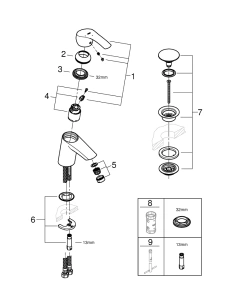 Смеситель для раковины GROHE Eurosmart, S-size, хром (23924002)