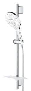 Душевой гарнитур GROHE Rainshower SmartActive 150 с мыльницей, 3 режима струи, душевая штанга 600 мм, 9,5 л/мин, белая луна (26592LS0)