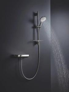 Душевой гарнитур GROHE RainShower SmartActive 130 с мыльницей, 3 режима струи, душевая штанга 600 мм, 12 л/мин, хром (26546000)