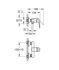 Смеситель для душа GROHE BauEdge, хром (23636000)
