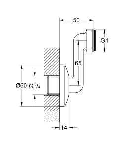 Эксцентрик s-образный 3/4 дюйма x 1 дюйм GROHE, регулируемый 65 мм (12482000)
