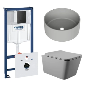 Комплект инсталляции GROHE Solido 38811KF0 с унитазом Aqueduto MACIO MAC0130 и раковиной Aqueduto ESPIRAL D400 ESP0130 (NW0403)