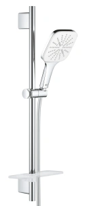 Душевой гарнитур GROHE Vitalio SmartActive 130 Cube с мыльницей, 3 режима струи, душевая штанга 600 мм, 9,5 л/мин, белая луна/хром (26596000)