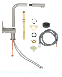 Смеситель для кухни GROHE Minta с вытяжным L-изливом, суперсталь (32168DC0)