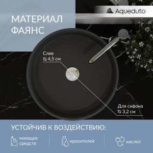 Раковина накладная Aqueduto ESPIRAL, D400, черный матовый (ESP0140)