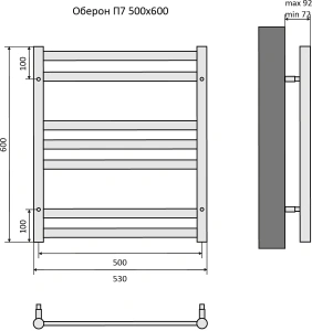 Полотенцесушитель водяной Aquatek Оберон П7 500x600, черный муар AQ RO0760BL