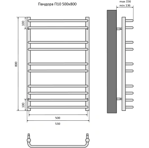 Полотенцесушитель водяной Aquatek Пандора П10 500x800, хром AQ RRC1080CH