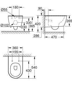 Подвесной унитаз GROHE Essence, альпин-белый (3957100H)