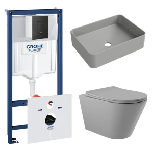 Комплект инсталляции GROHE Solido 38811KF0 с унитазом Aqueduto CONE CON0130 и раковиной Aqueduto ESPIRAL ESP0430 (NW0487)