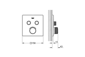 Внешняя часть термостата для ванны и душа GROHE Grohtherm SmartControl на 2 потребителя, холодный рассвет матовый (29124GN0)
