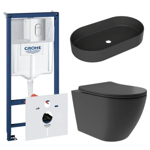 Комплект инсталляции GROHE Rapid SL NW0145/S с унитазом Aqueduto OVO Plus OVOT0240 и раковиной Aqueduto ESPIRAL ESP0240 (NW0461)