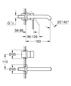Внешняя часть смесителя для раковины GROHE Essence скрытого монтажа, на 2 отверстия, M-Size, никель матовый (29192EN1)
