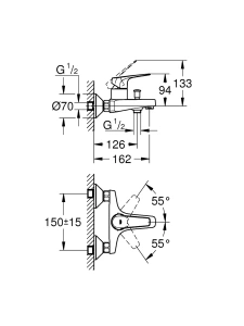 Готовый комплект для ванны и душа GROHE BauFlow, хром (NSB0181)