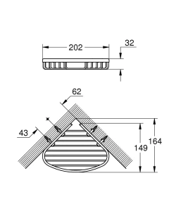 Полочка-решетка, угловая, GROHE BauCosmopolitan, хром, (40664001)