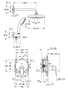 Душевая система GROHE Eurosmart Cosmopolitan со смесителем для душа, хром (25219001)