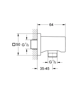 Подключение для душевого шланга GROHE Rainshower, темный графит, глянец (27076A00)