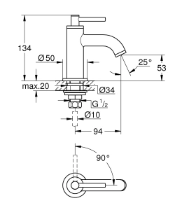 Кран для раковины GROHE Atrio, без функции смешивания, XS-Size, суперсталь (20021DC3)