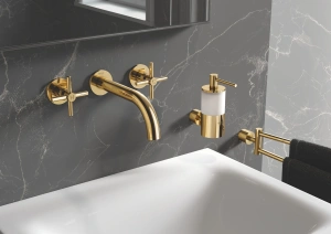 Внешняя часть смесителя для раковины GROHE Atrio настенного монтажа на 3 отверстия, двухвентильный, холодный рассвет глянец (20164GL3)