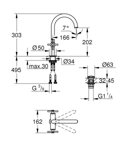 Смеситель для раковины GROHE Atrio двухвентильный, холодный рассвет глянец (21019GL3)
