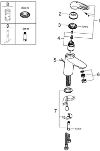 Смеситель для раковины GROHE Eurostyle, S-size, хром (33557003)