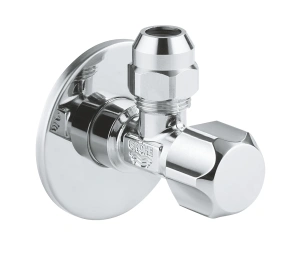 Угловой вентиль GROHE с металлической розеткой и уплотнительным кольцом, 1/2"*3/8", хром (22023000)
