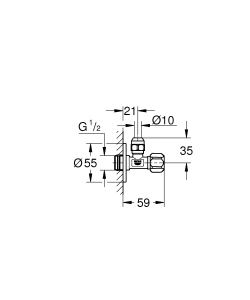 Вентиль угловой 1/2 дюйма GROHE, хром (22031000)