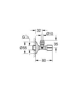 Вентиль угловой 1/2 дюйма GROHE, хром (22045000)