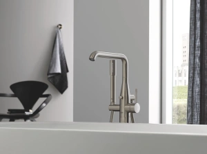 Внешняя часть смесителя для ванны GROHE Essence напольного монтажа, никель матовый (23491EN1)