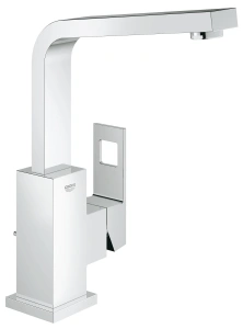 Смеситель для раковины GROHE Eurocube с донным клапаном, высоким изливом и ограничением расхода воды, хром (2313500E)