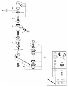 Смеситель для биде GROHE Eurosmart Cosmopolitan с донным клапаном, S-size, хром (32839000)