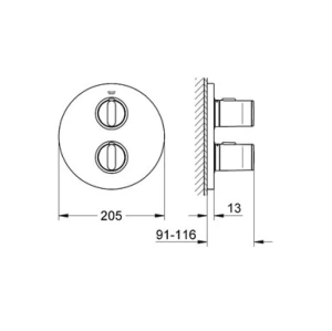 Внешняя часть термостата для душа GROHE Ondus, хром/черный бархат (19443KS0)
