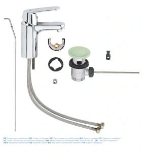 Смеситель для раковины GROHE Eurosmart Cosmopolitan с донным клапаном, низкий излив, хром (32825000)