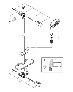Душевой гарнитур GROHE Vitalio Comfort 100 2jet со штангой 60 см, хром (26398000-DP) ПОВРЕЖДЕНА УПАКОВКА