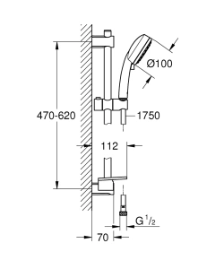 Душевой гарнитур GROHE Vitalio Comfort 100 2jet со штангой 60 см, хром (26398000-DP) ПОВРЕЖДЕНА УПАКОВКА