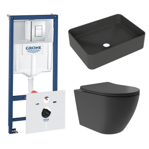 Комплект инсталляции GROHE Rapid SL 38775001 с унитазом Aqueduto OVO Plus OVOT0240 и раковиной Aqueduto ESPIRAL ESP0440 (NW0498)