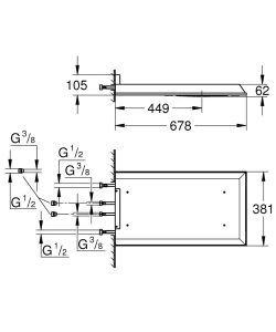 Верхний душ GROHE Rainshower F-series, 3 режима, 381x60 мм, хром (27938001)