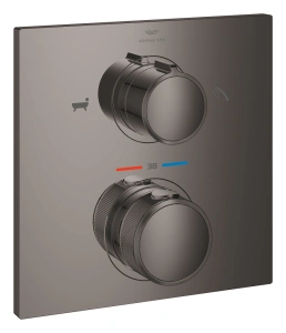 Внешняя часть термостата для ванны GROHE Allure скрытого монтажа на 2 потребителя, квадратная, темный графит глянец (19446A02)