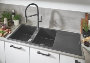 Мойка GROHE K500 с двумя чашами, 1160 x 500 мм, серый гранит (31647AT0)