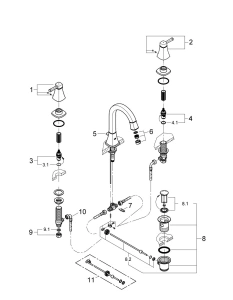 Смеситель для раковины GROHE Grandera на 3 отверстия, M-size, хром (20389000)