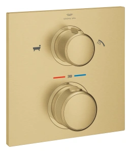Внешняя часть термостата для ванны GROHE Allure скрытого монтажа на 2 потребителя, квадратная, холодный рассвет матовый (19446GN2)