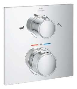 Внешняя часть термостата для ванны GROHE Allure скрытого монтажа на 2 потребителя, квадратная, хром (19446002)