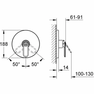 Внешняя часть смесителя для душа GROHE Veris, белая луна (19367LS0)