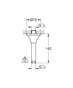 Душевой кронштейн потолочный GROHE Rainshower Grandera 142 мм, хром (27978000)