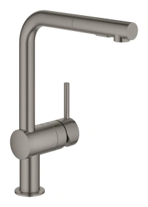 Смеситель для кухни GROHE Minta с вытяжным душем, L-образный излив, темный графит матовый (30274AL0)