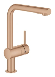 Смеситель для кухни GROHE Minta с вытяжным душем, L-образный излив, теплый закат матовый (30274DL0)