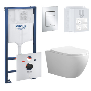 Комплект инсталляции GROHE Rapid SL 3 в 1 с унитазом Aquatek СОФИЯ AQ1801T-00 и звукоизоляционным комплектом (NW0761)